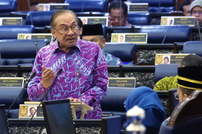 Prime Minister Datuk Seri Anwar Ibrahim during the Prime Minister's Question Time session in the Dewan Rakyat today. - Bernama