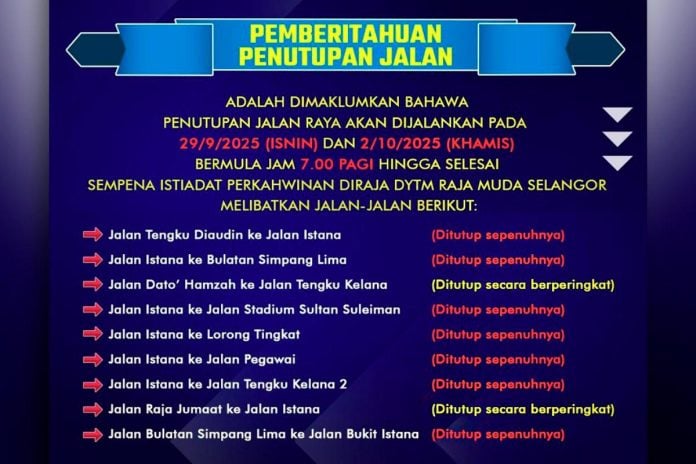 Klang royal wedding procession closes Jalan Istana for three hours