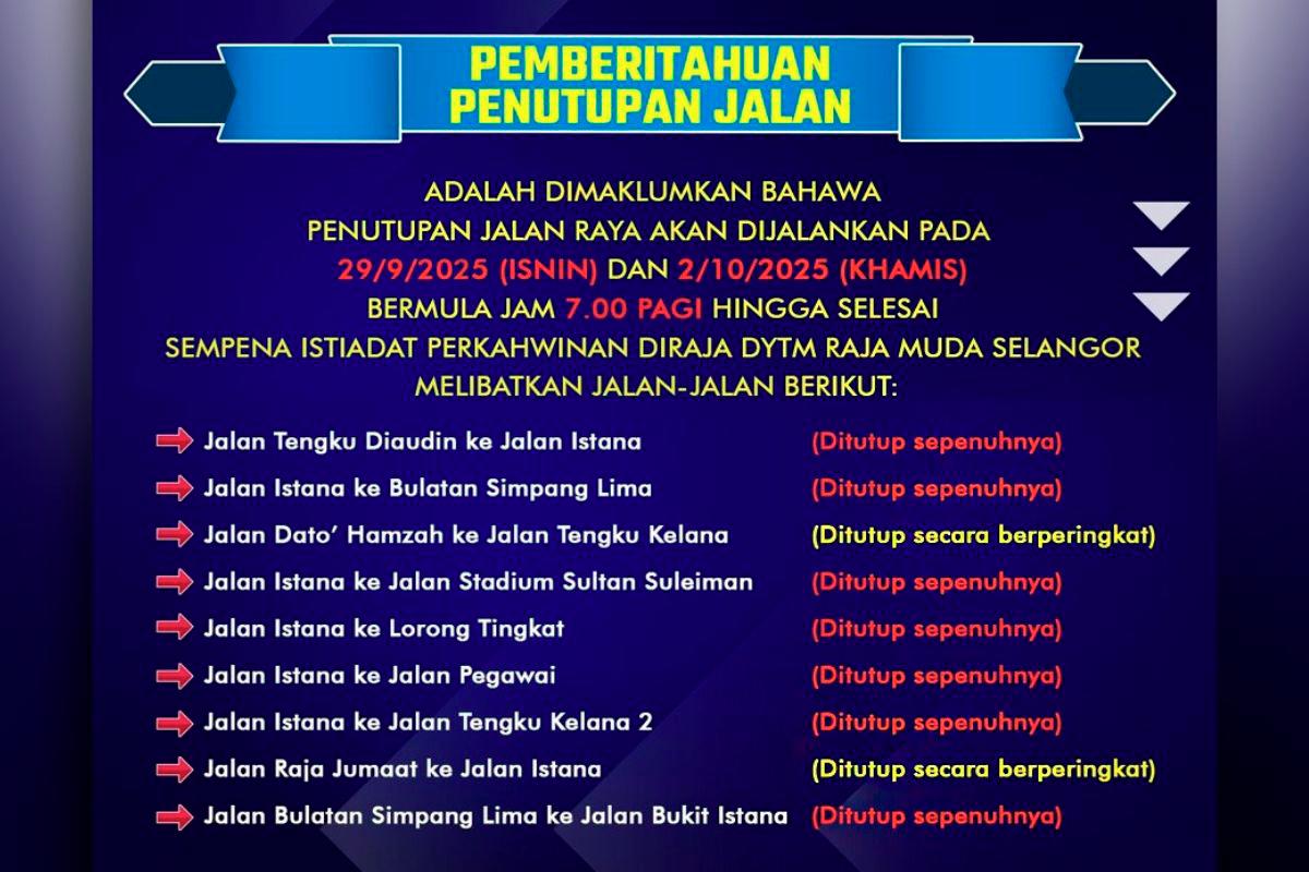 Klang royal wedding procession closes Jalan Istana for three hours Klang royal wedding procession closes Jalan Istana for three hours