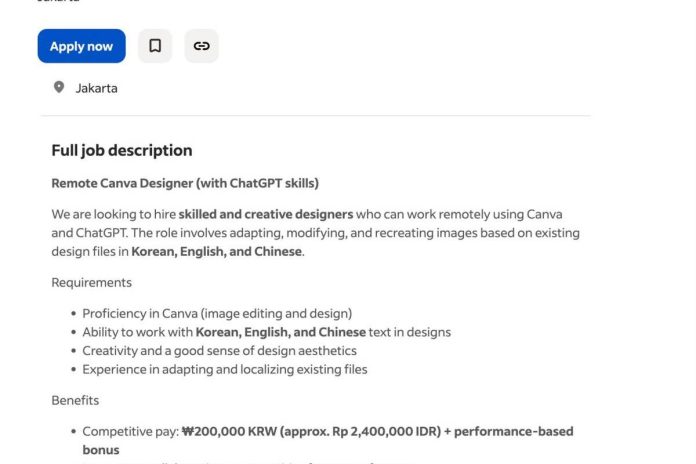 Korean company allegedly offers RM607 pay for Indonesian graphic designers
