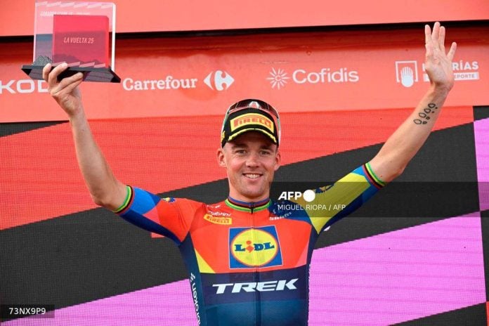 Mads Pedersen wins Vuelta stage 15 amid pro-Palestinian protests