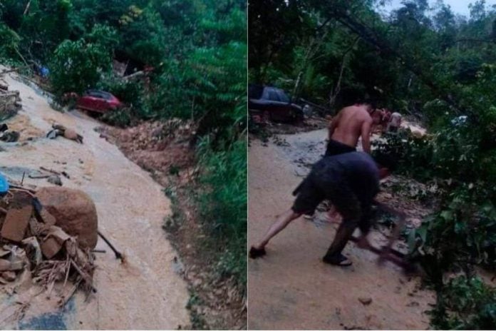 Man buried in Penampang landslide, woman rescued by public
