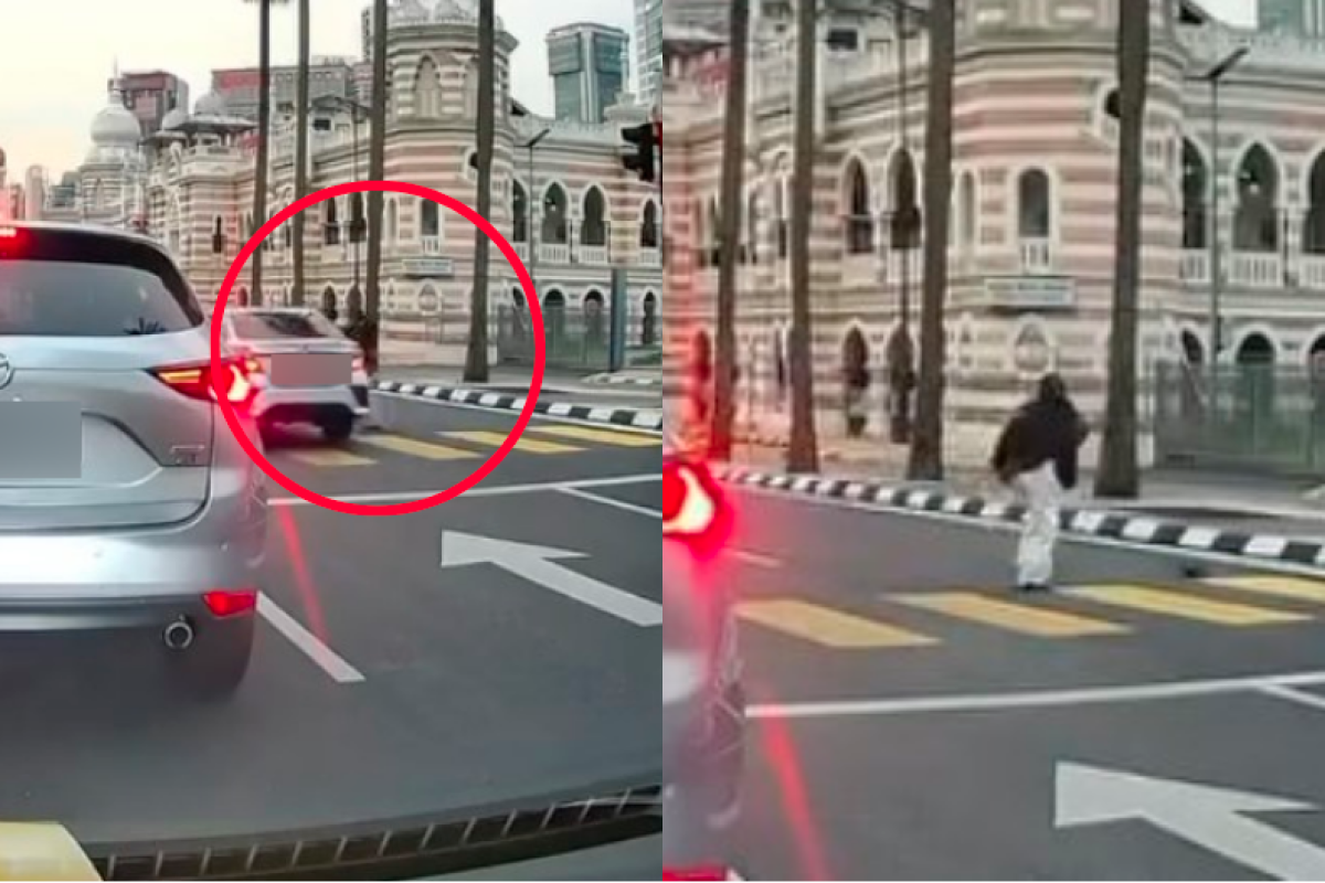 Pedestrian nearly hit by speeding car in KL