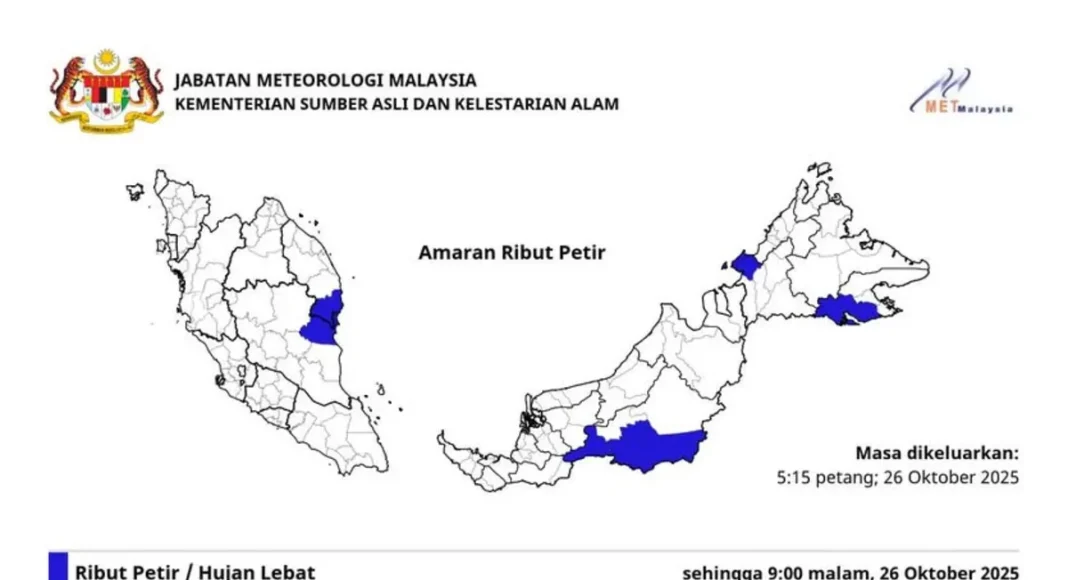 Ribut petir landa Terengganu, Sarawak, Sabah dan WP Labuan hingga 7 malam