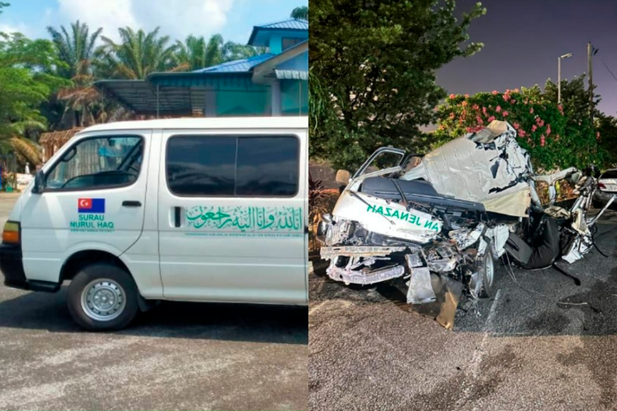 Surau Nurul Haq hearse stolen and damaged in Johor Bahru crash