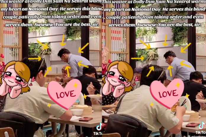 ‘The best!’ — Waiter wins hearts for patiently serving blind couple at dim sum outlet