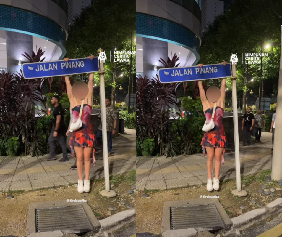Tourist hangs from road sign in M’sia for TikTok trend, bends it sideways & gets roasted online