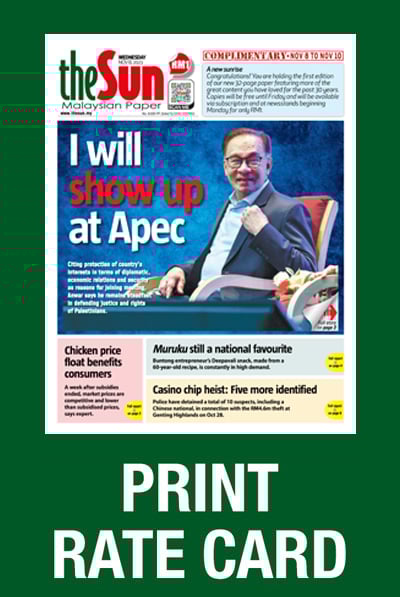 The sun malaysia newspaper rate card The sun malaysia newspaper rate card