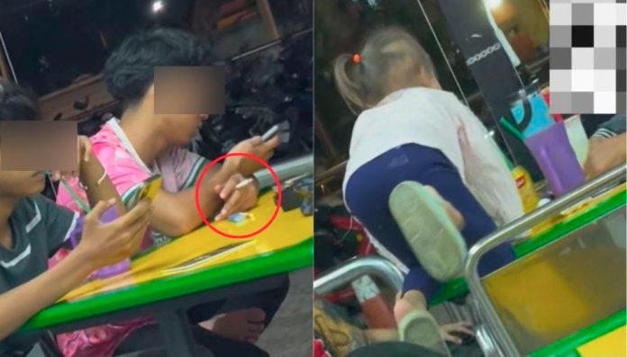 Young man smoking near toddler in eatery angers netizens