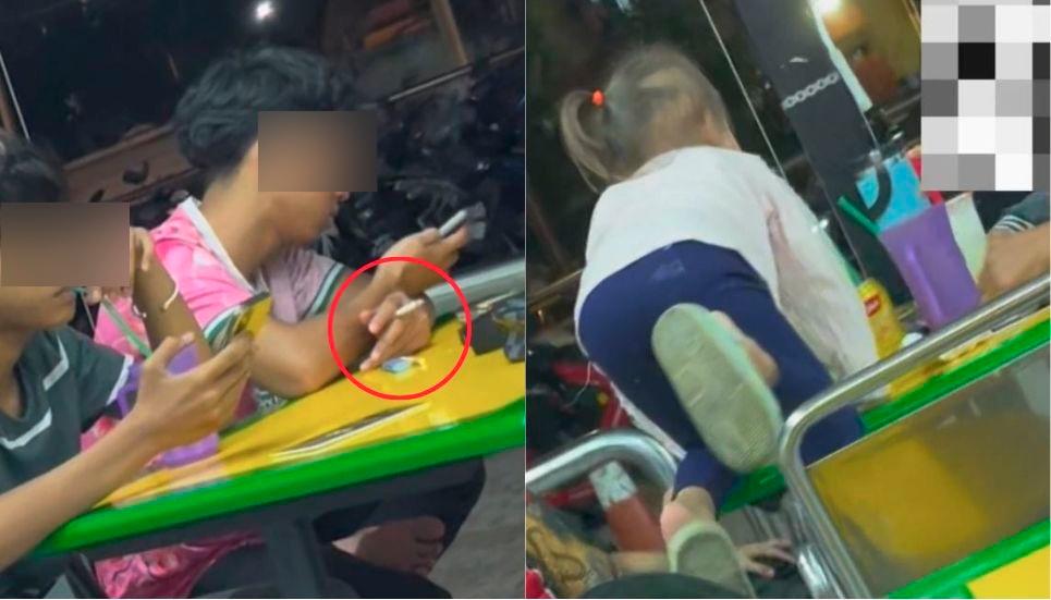 Young man smoking near toddler in eatery angers netizens