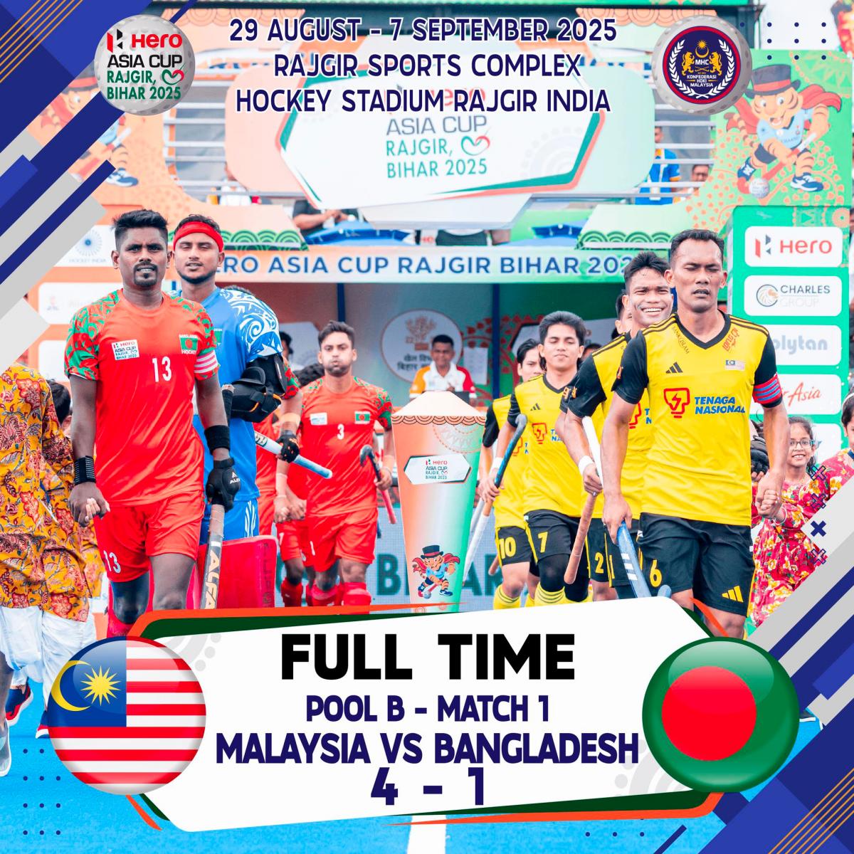 Speedy Tigers rally to beat Bangladesh 4-1 in Asia Cup hockey opener