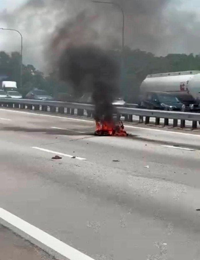 Motorcyclist killed in fiery three-vehicle crash on North-South Expressway