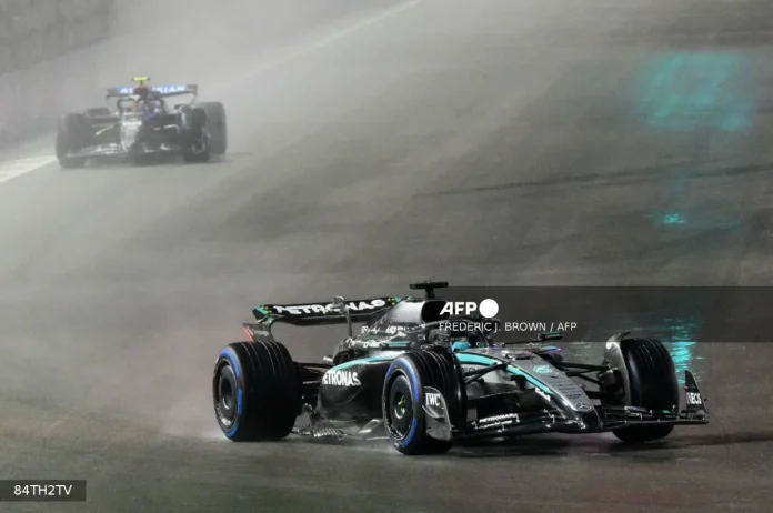 Russell_tops_final_practice_at_Las_Vegas_Grand_Prix_in_damp_conditions Russell tops final practice at Las Vegas Grand Prix in damp conditions