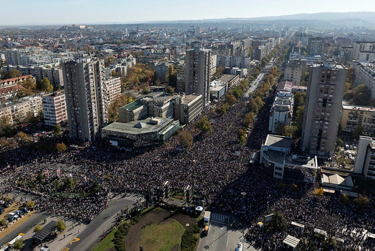 Tens of thousands protest in Serbia on anniversary of deadly roof collapse Tens of thousands protest in Serbia on anniversary of deadly roof collapse