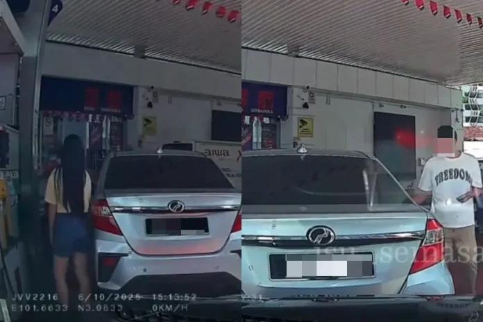 Dashcam drama: M’sian driver sparks outrage after using petrol pump as parking spot