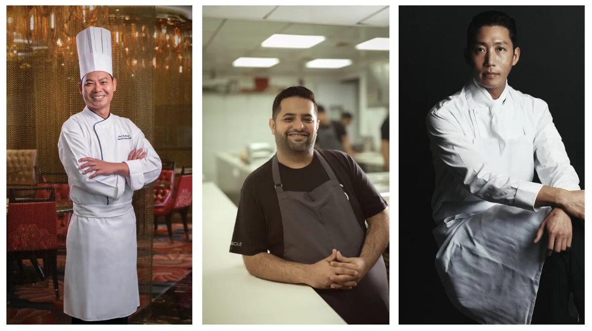 Galaxy macau presents tatler off menu (from left) chef chek keong chan, chef varun totlani, and chef min-chul kang will be leading the “sky” category of galaxy macau presents tatler off menu.
