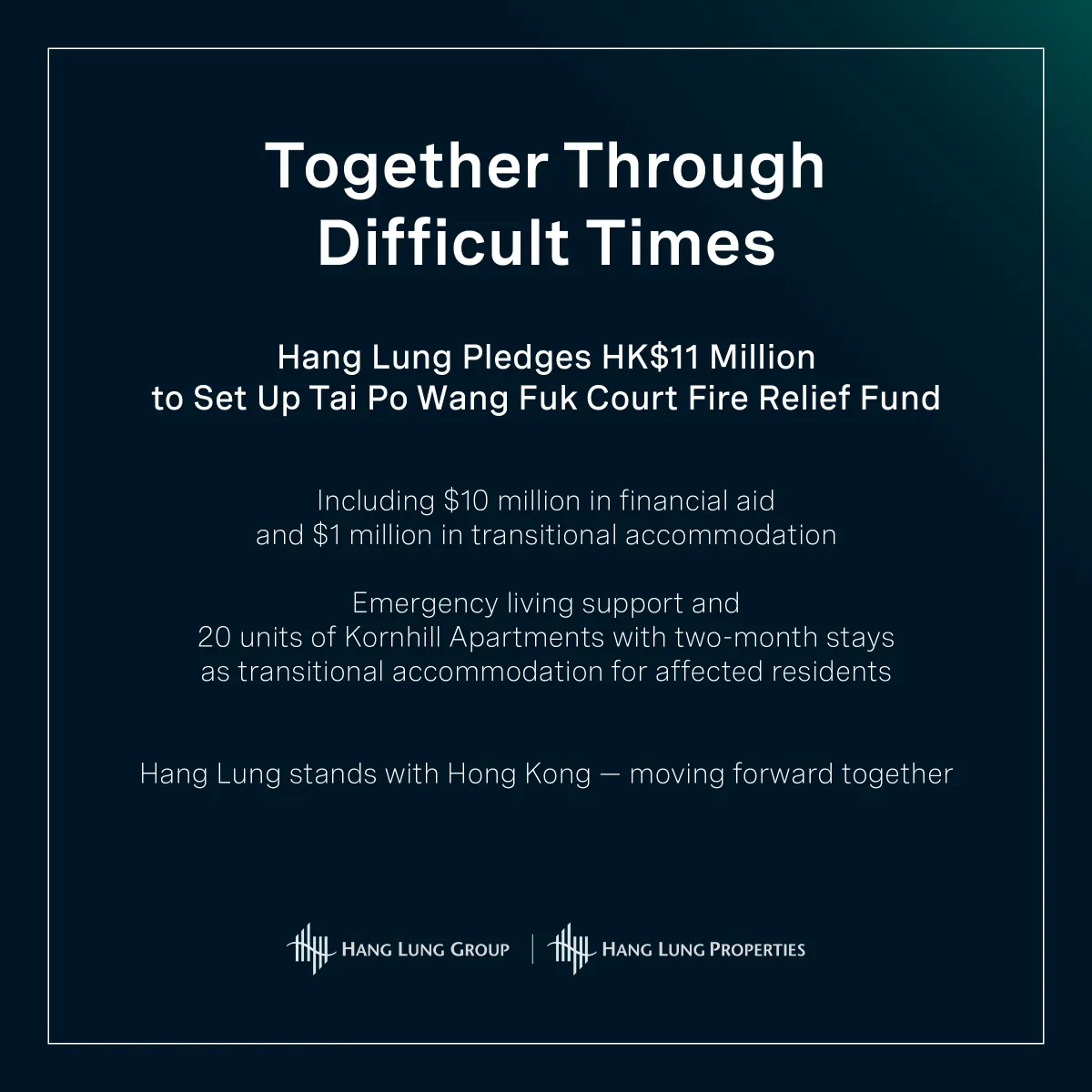 hang-lung Hang Lung Pledges HK$11 Million to Set Up Tai Po Wang Fuk Court Fire Relief Fund