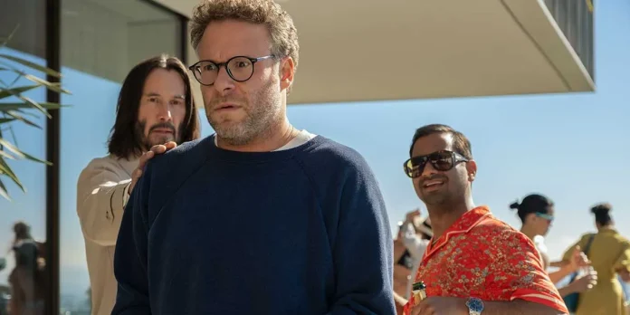 From left: Gabriel (Reeves), Jeff (Rogen) and Arj (Ansari).