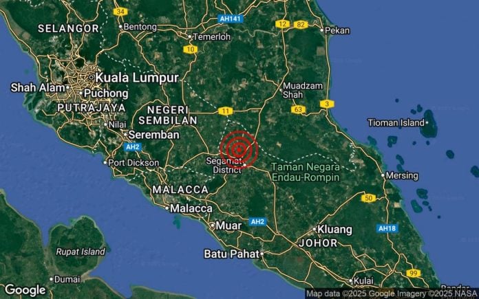 Segamat dilanda gempa bumi ketiga dalam beberapa hari, magnitud 2.5