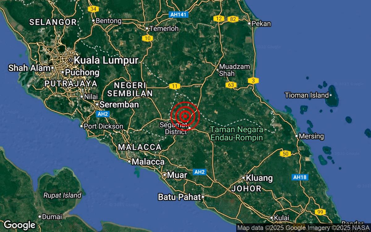 Segamat dilanda gempa bumi ketiga dalam beberapa hari, magnitud 2.5 Segamat dilanda gempa bumi ketiga dalam beberapa hari, magnitud 2.5