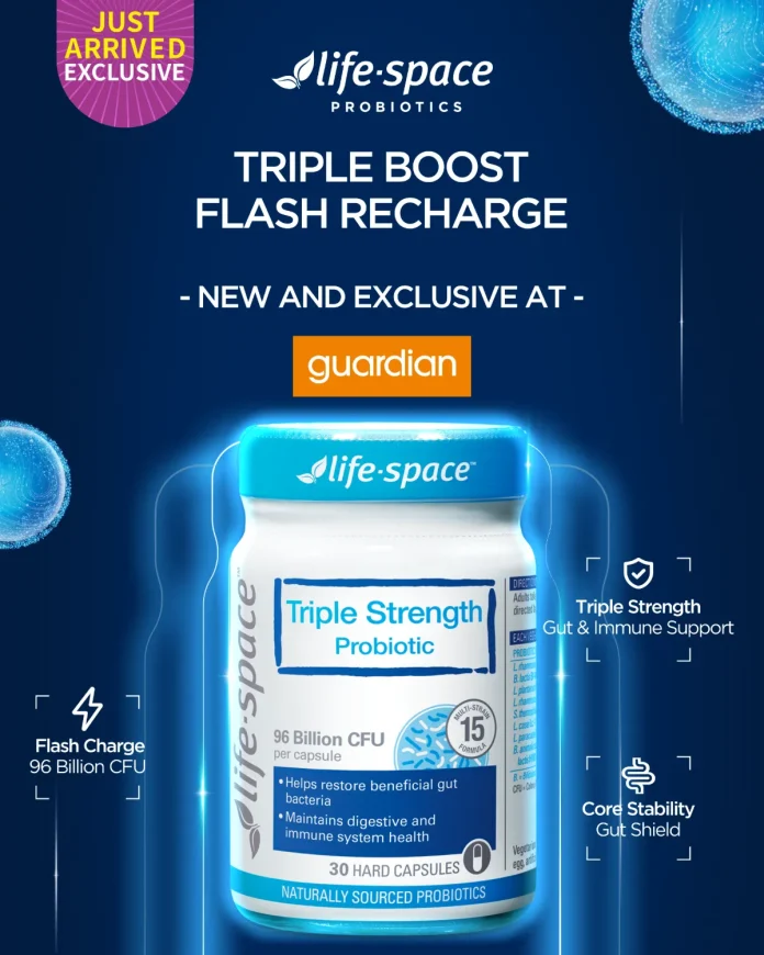 Life-Space, Australia’s No.1 probiotic brand, launches its new Triple Strength Probiotics in Singapore — a high-strength formula with 96 billion CFUs per capsule designed to improve digestion, boost immunity, and reduce gut transit time by up to 18 hours.