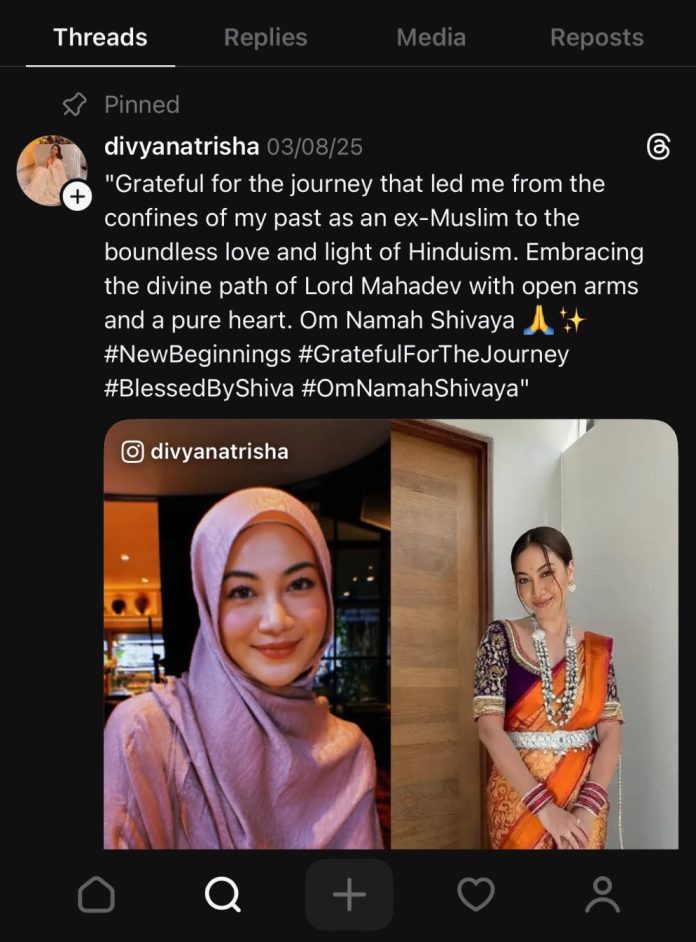 Daiyan Trisha blasts fake Hinduism conversion claims Daiyan Trisha blasts fake Hinduism conversion claims