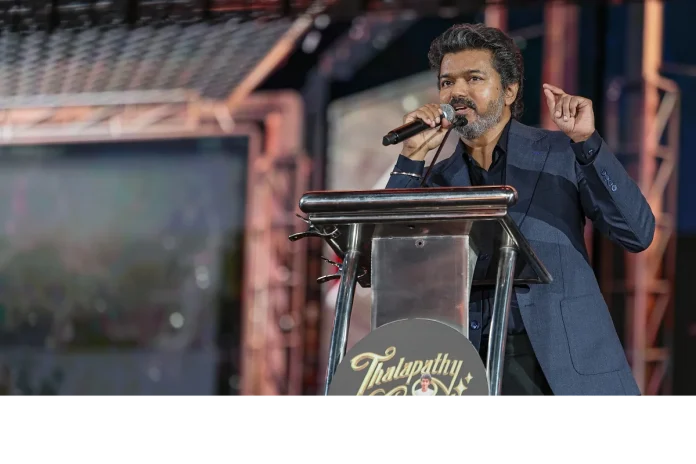 Popular South Indian actor and now politician, Vijay delivered a speech at the audio launch of his latest film 