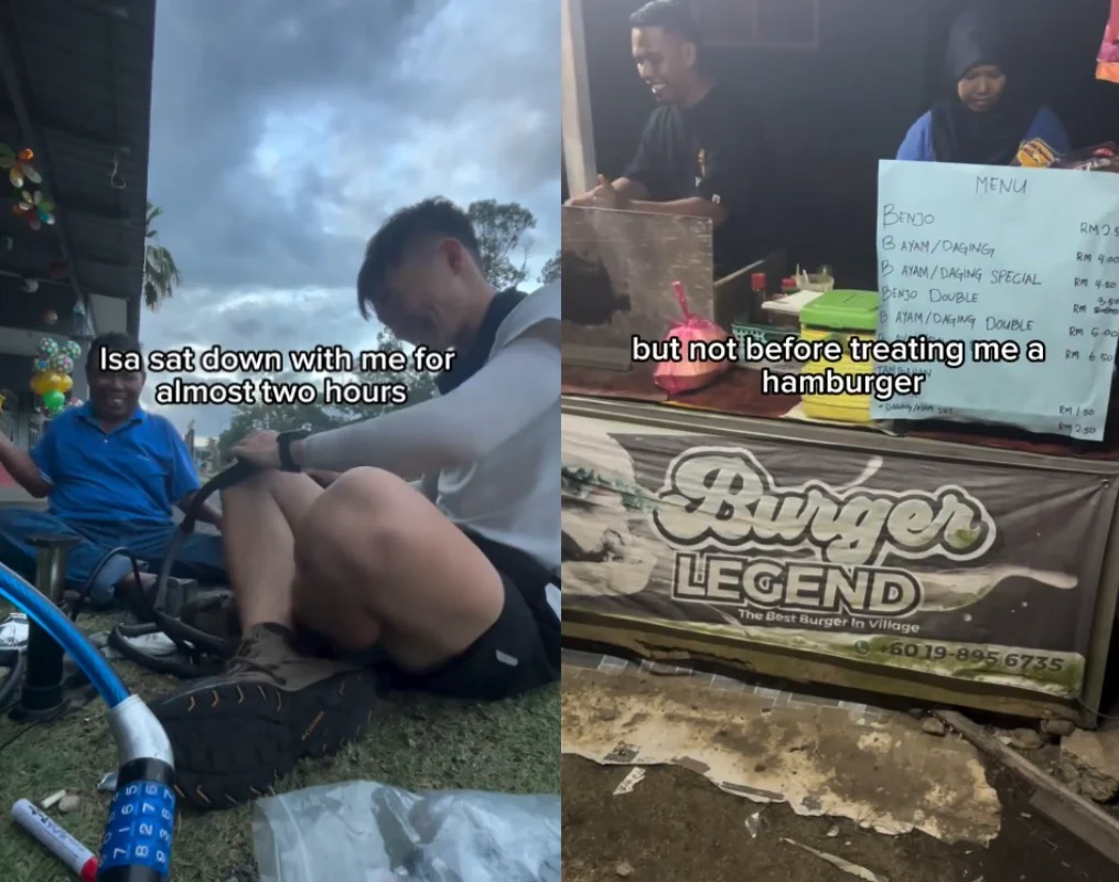 Singapore cyclist helped and fed by kind malaysians after suffering a punctured tyre Singapore cyclist helped and fed by kind malaysians after suffering a punctured tyre