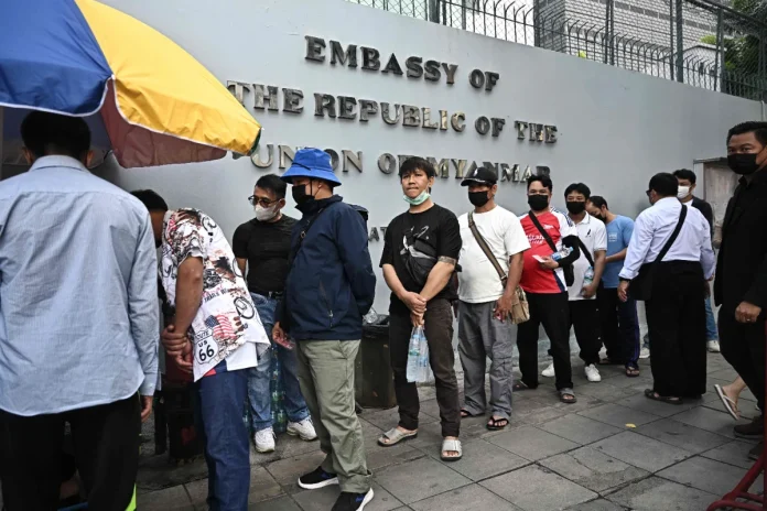 Myanmar expats in Bangkok cast early votes amid election criticism Myanmar expats in Bangkok cast early votes amid election criticism