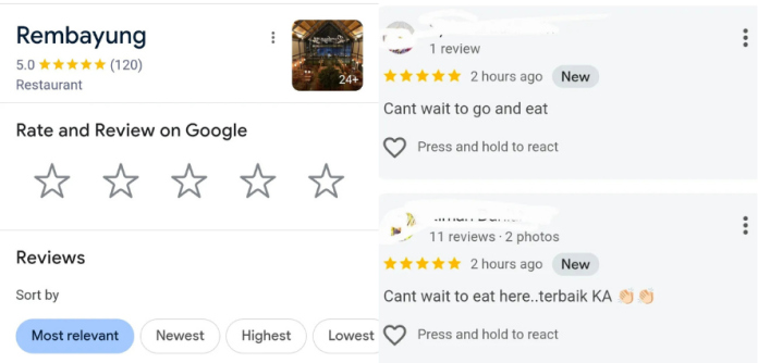 Khairul Aming’s restaurant flooded with positive Google reviews before opening