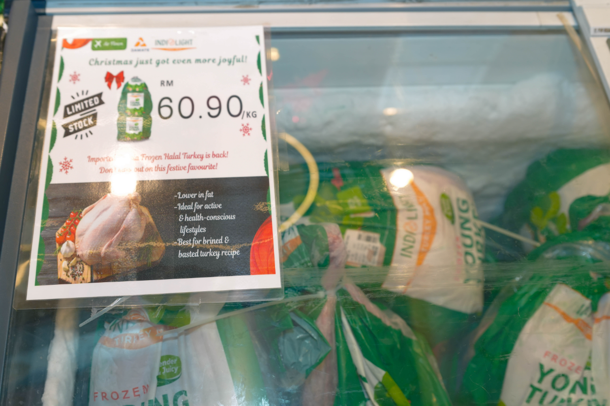 Halal turkey is sold nationwide at rm60. 90 per kg, bringing halal-certified turkey into regular grocery circulation.