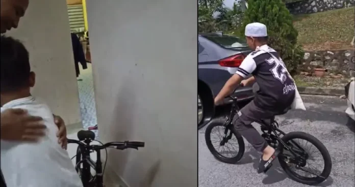 Boy gets new bike