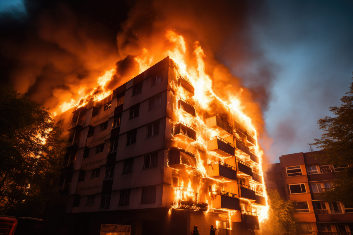 A fire incident at a building, where early response can make the difference between escape and tragedy. – 123RFPIC