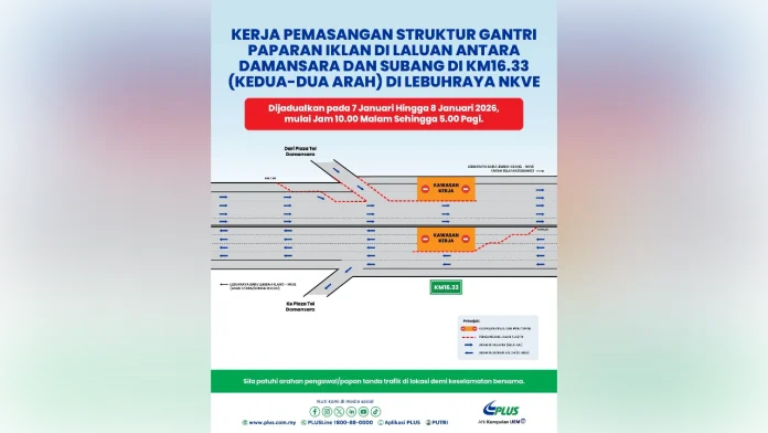 Billboard gantry installation on NKVE Damansara-Subang stretch tonight