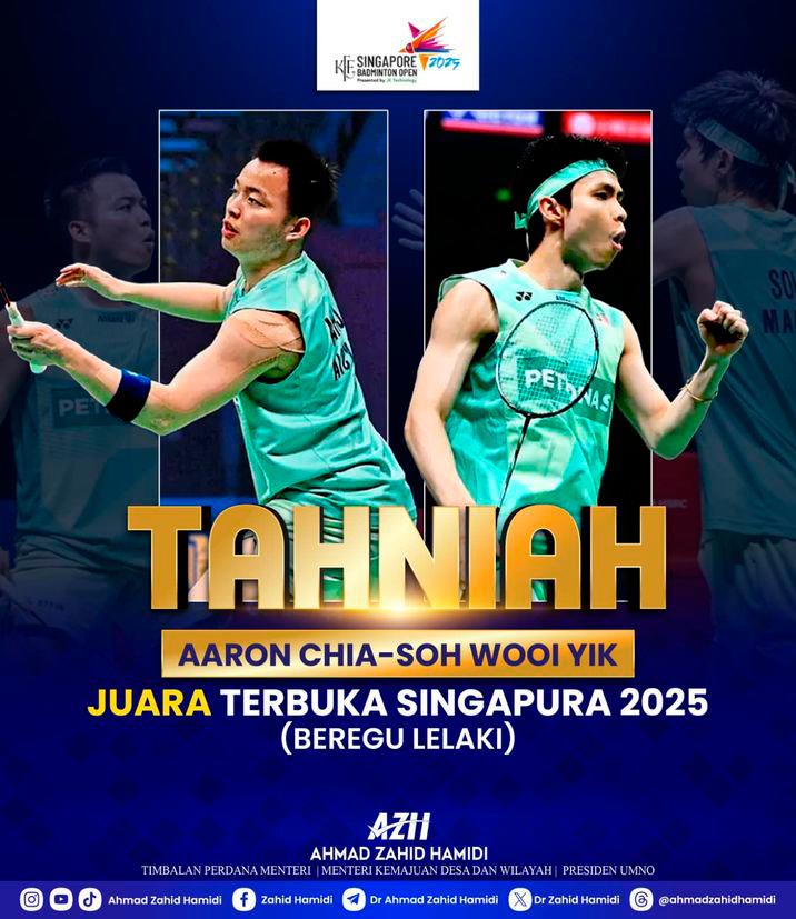 Aaron-Wooi Yik’s triumph at S’pore Open true grit - Ahmad Zahid 