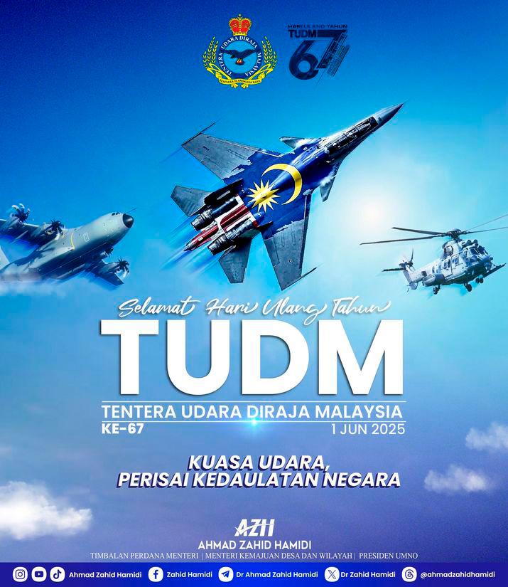 Ahmad Zahid conveys 67th anniversary wishes to RMAF Ahmad Zahid conveys 67th anniversary wishes to RMAF