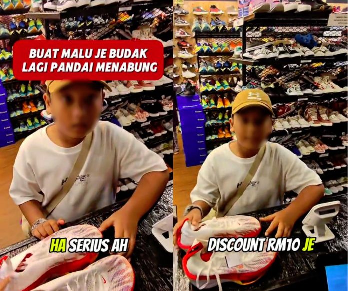 Boy short of RM10 for sneakers, kind abang gives them for free — “well-raised kid,” say netizens