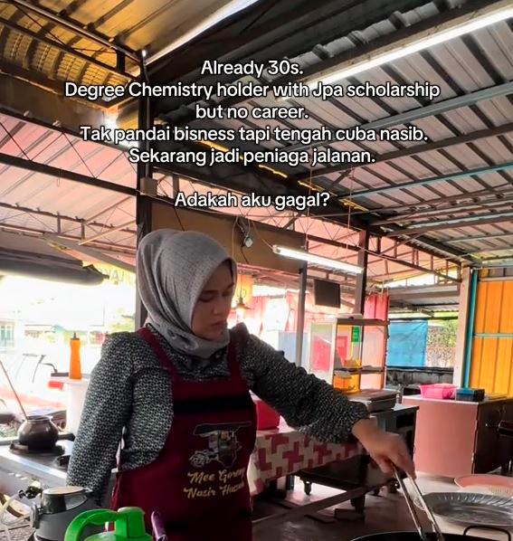 Chemistry degree holder turned noodle seller asks if she “failed” in life