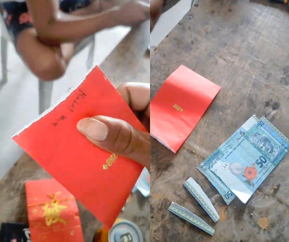 Excited man accidentally rips RM100 angpow, netizens react with laughter and solutions Excited man accidentally rips RM100 angpow, netizens react with laughter and solutions