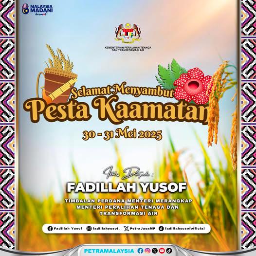 Fadillah extends Kaamatan festival greetings, urges Malaysians to preserve harmony