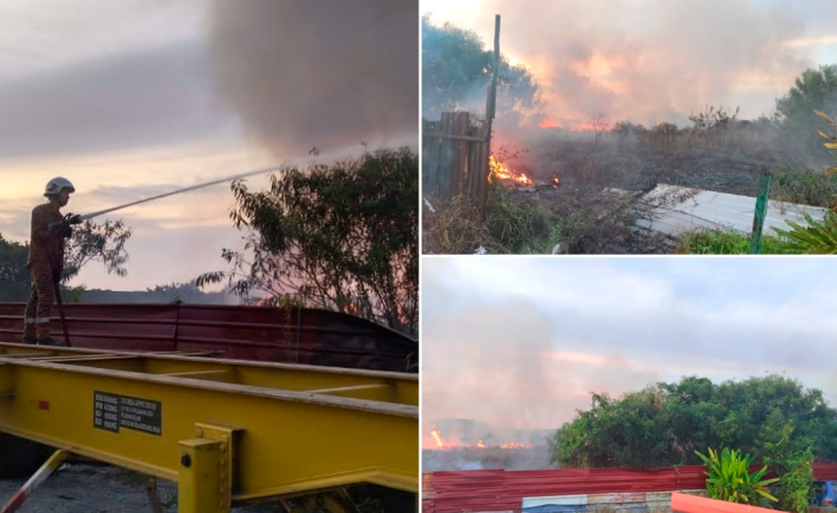 Firefighters battle bushfire in Port Klang near industrial area