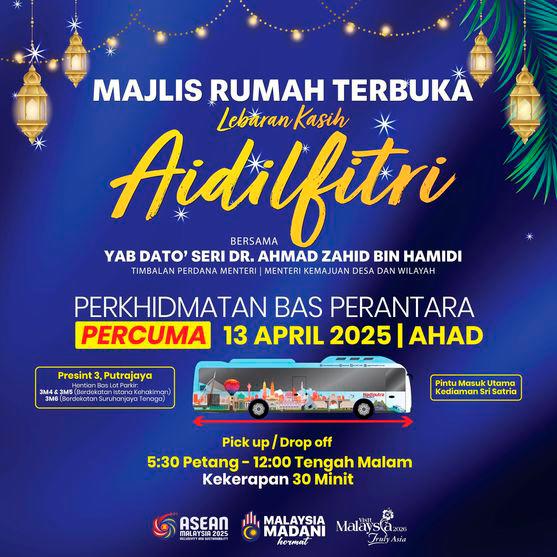 Free shuttle bus service for DPM’S Aidilfitri open house this Sunday