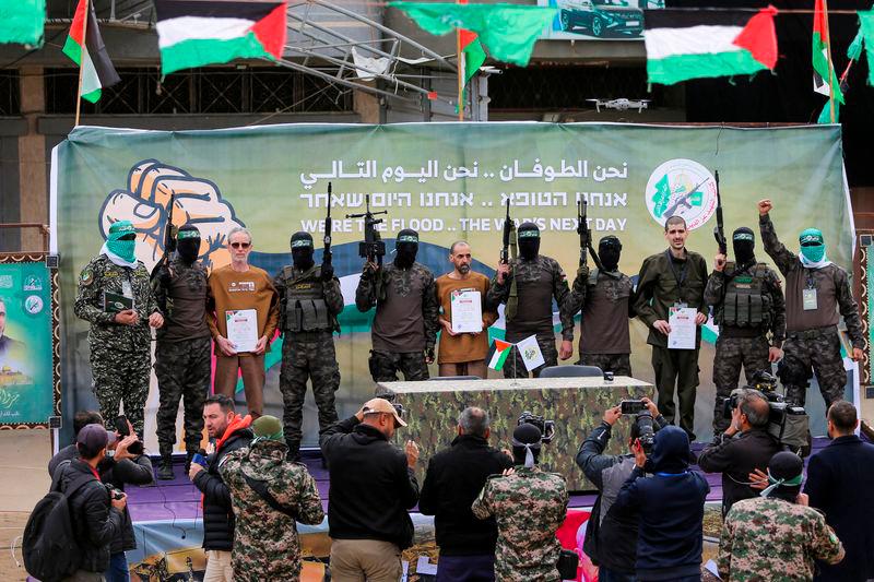 Hamas frees three hostages, whose frail condition shocks Israelis Hamas frees three hostages, whose frail condition shocks Israelis