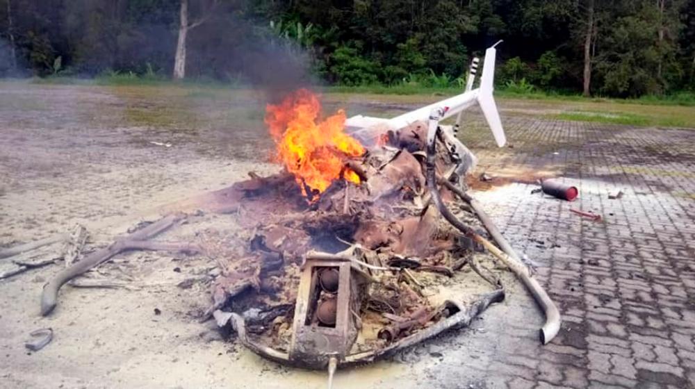 Helicopter catches fire in Bentong, one dead Helicopter catches fire in Bentong, one dead
