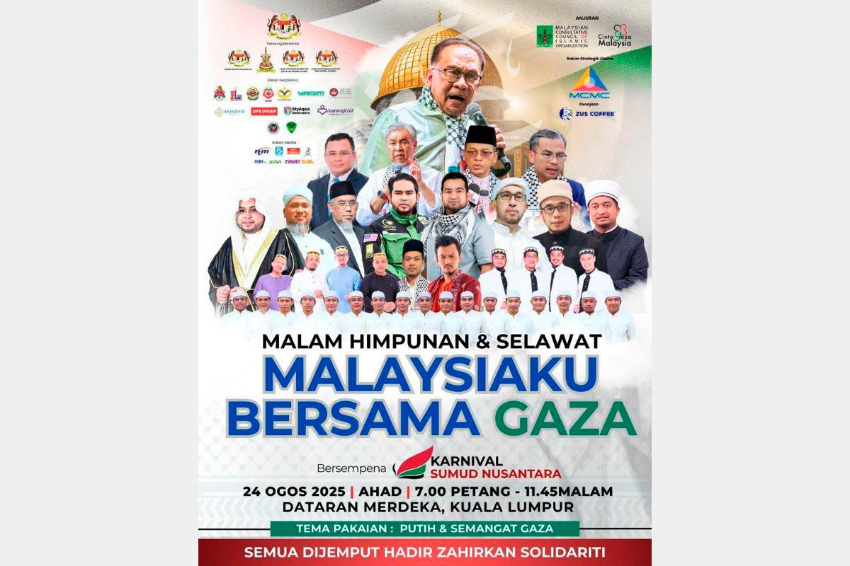 Himpunan dan Selawat Malaysiaku Bersama Gaza di Dataran Merdeka esok