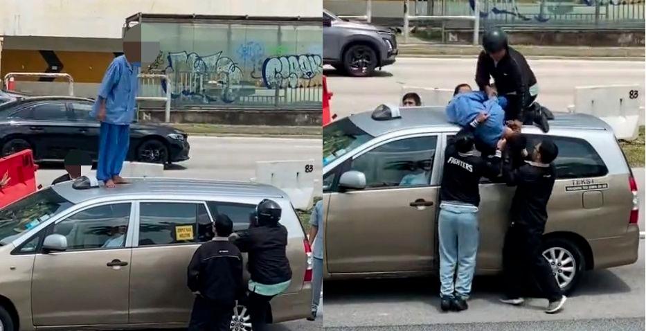 Hospital staff rescues man who climbed onto taxi roof along Federal Highway