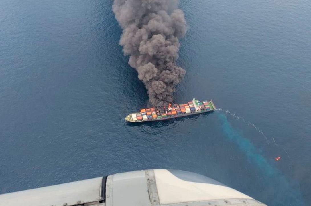 India navy deploys after fire onboard container ship