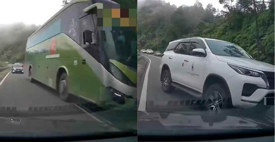 Man narrowly evades three vehicles overtaking on double lines road in Sabah Man narrowly evades three vehicles overtaking on double lines road in Sabah