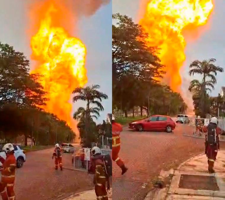 Massive gas pipeline fire in Putra Heights - Fire dept
