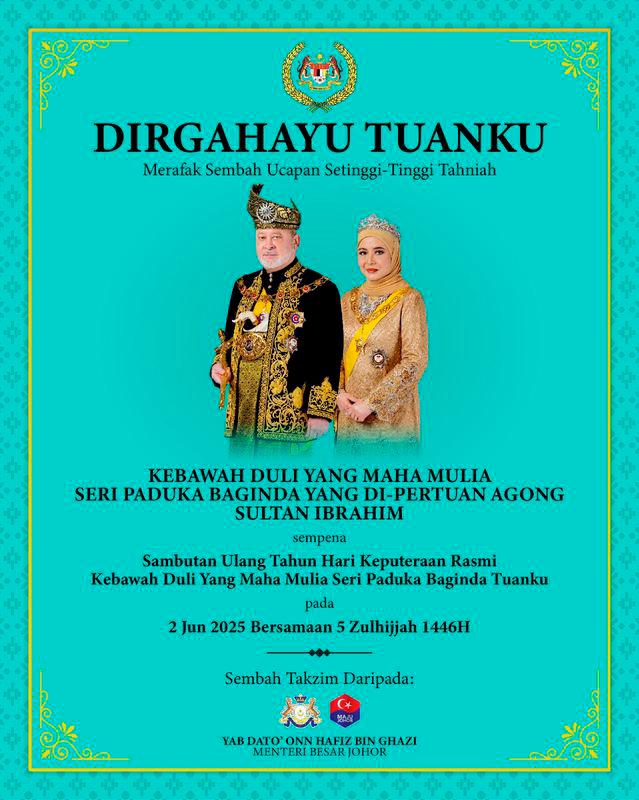 Menteris Besar, Chief Ministers congratulate King on His Majesty’s official birthday Menteris Besar, Chief Ministers congratulate King on His Majesty’s official birthday